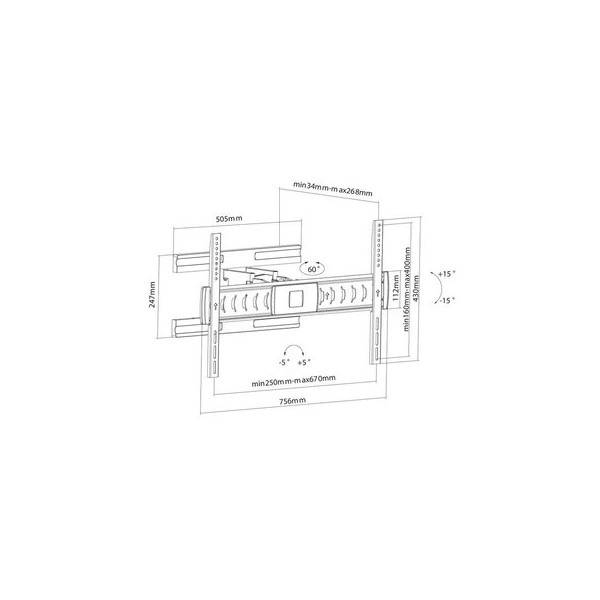 Support mural mobile ultraplat pour écran 37-70", Xantron SLIMLINE-600