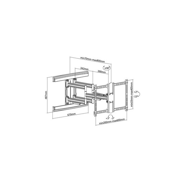 Support mural TV extensible 37-80", Xantron STRONGLINE-640-W